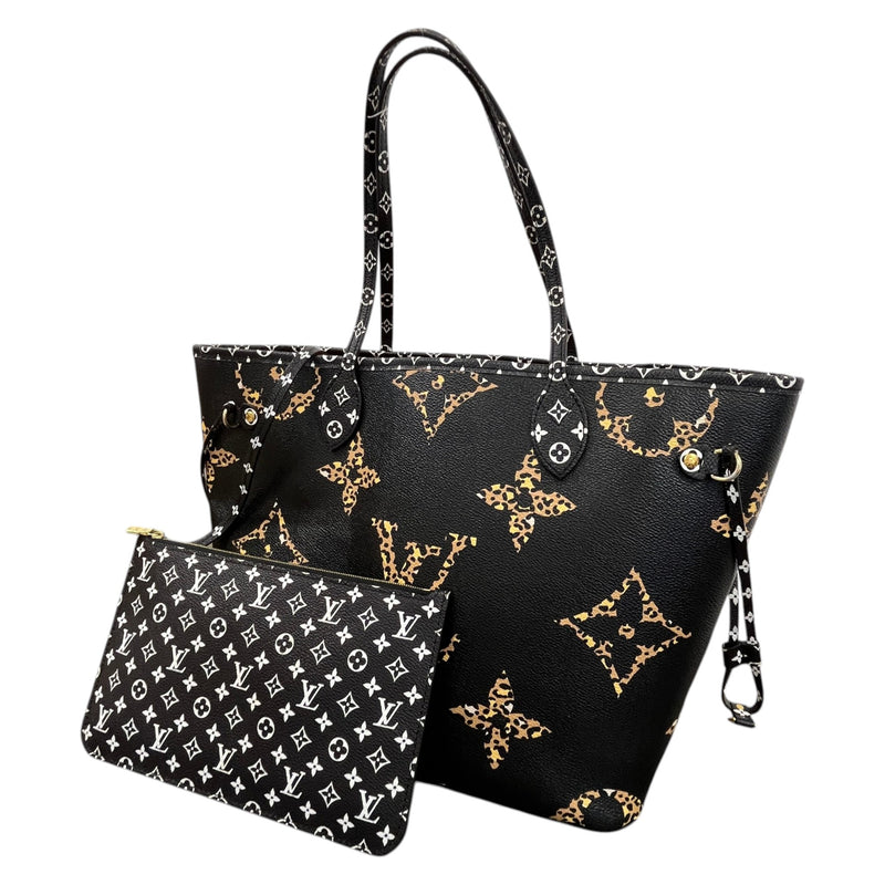 Women's Monogram Jungle Neverfull MM Handbag Black