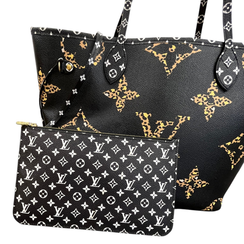 Women's Monogram Jungle Neverfull MM Handbag Black