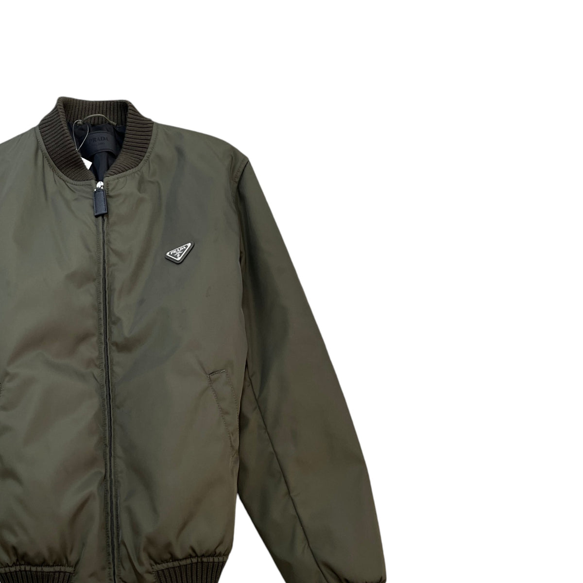 Men's Plaque Logo Bomber Jacket Khaki Size M - Photo 3