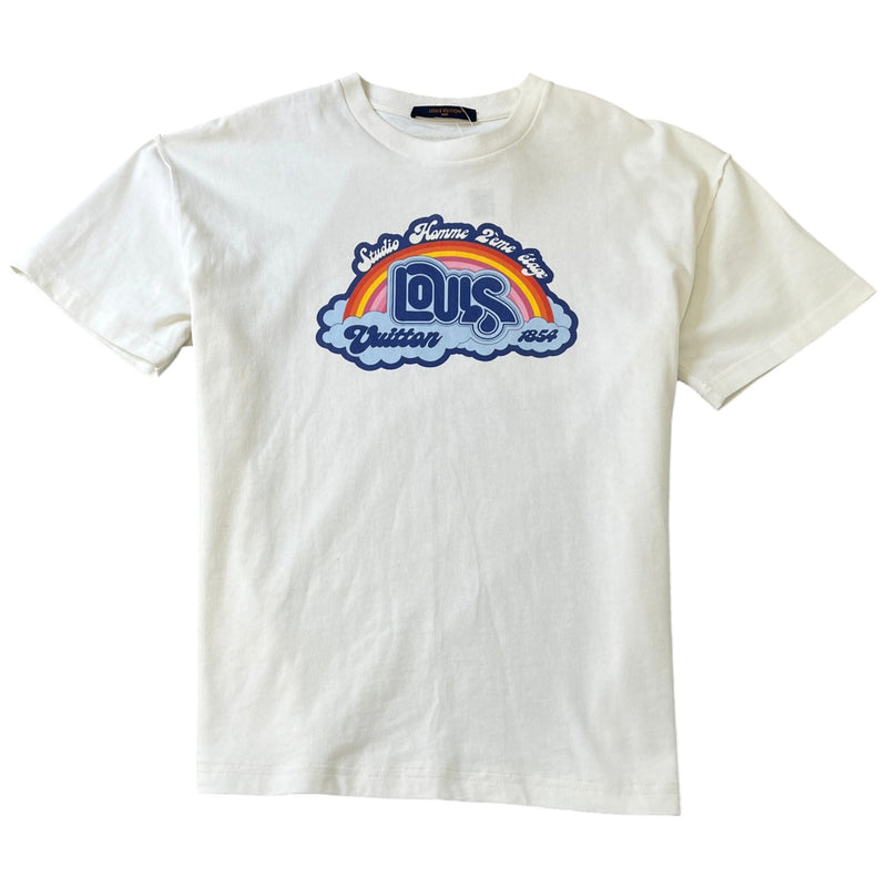 Men's Rainbow Print T-Shirt White Size L