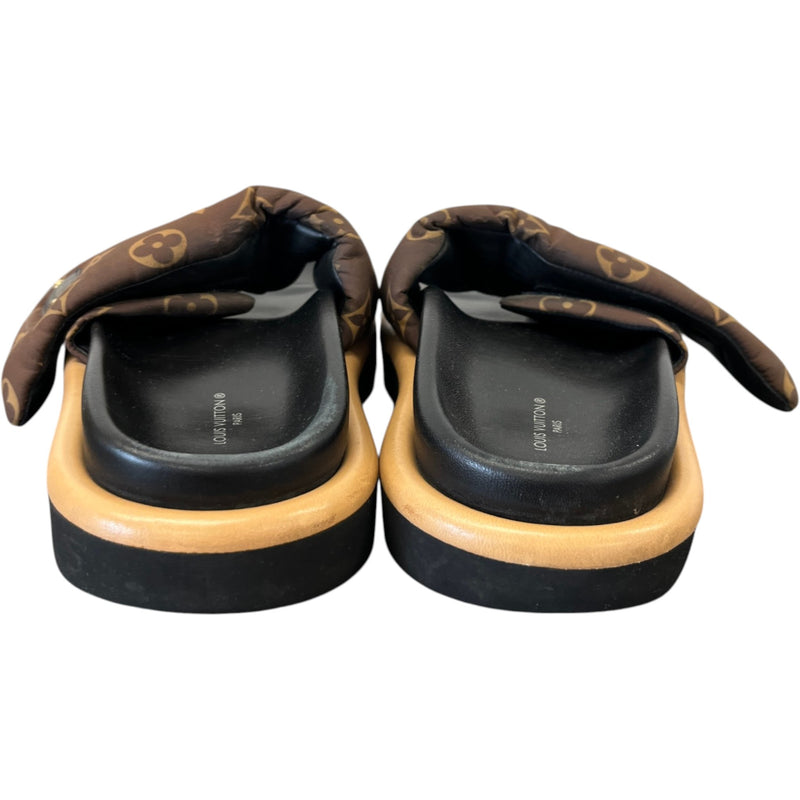 Women's Monogram Pool Pillow Flat Comfort Slides Black Size EU 37 / UK 4