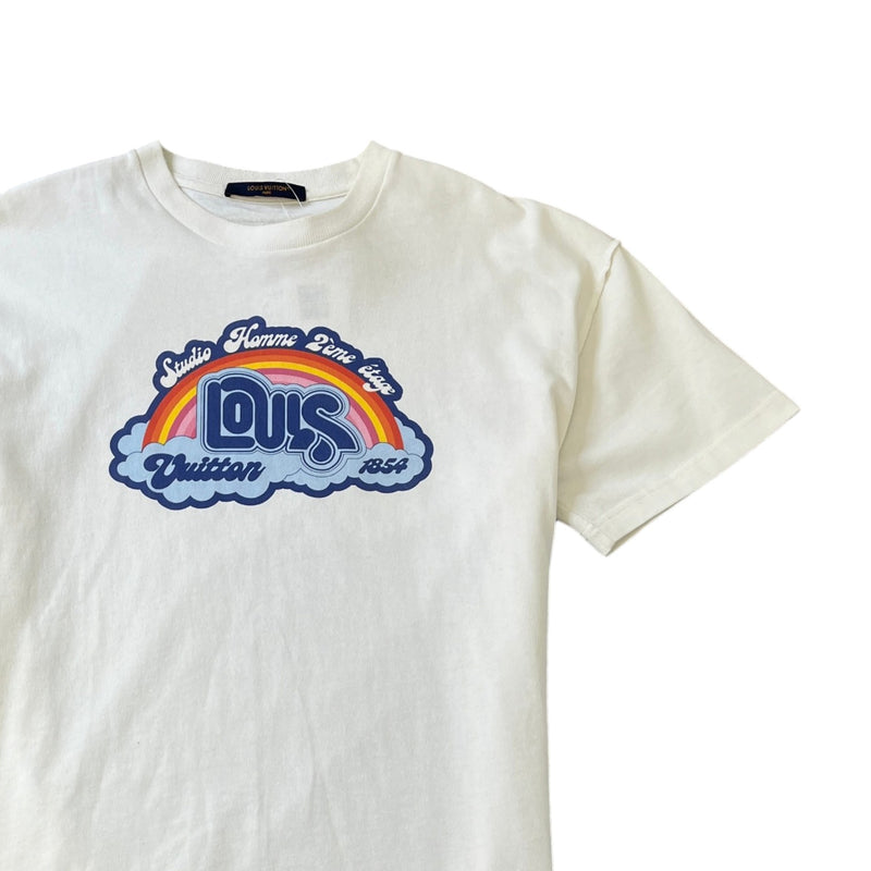 Men's Rainbow Print T-Shirt White Size L