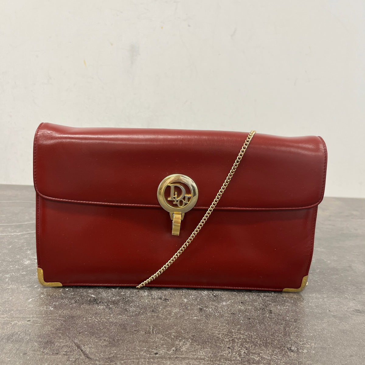 Women's CD Logo Flip Lock Clasp Clutch Red - Photo 14
