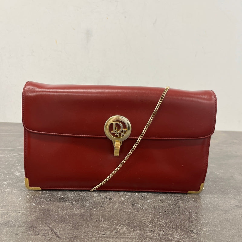 Women's CD Logo Flip Lock Clasp Clutch Red