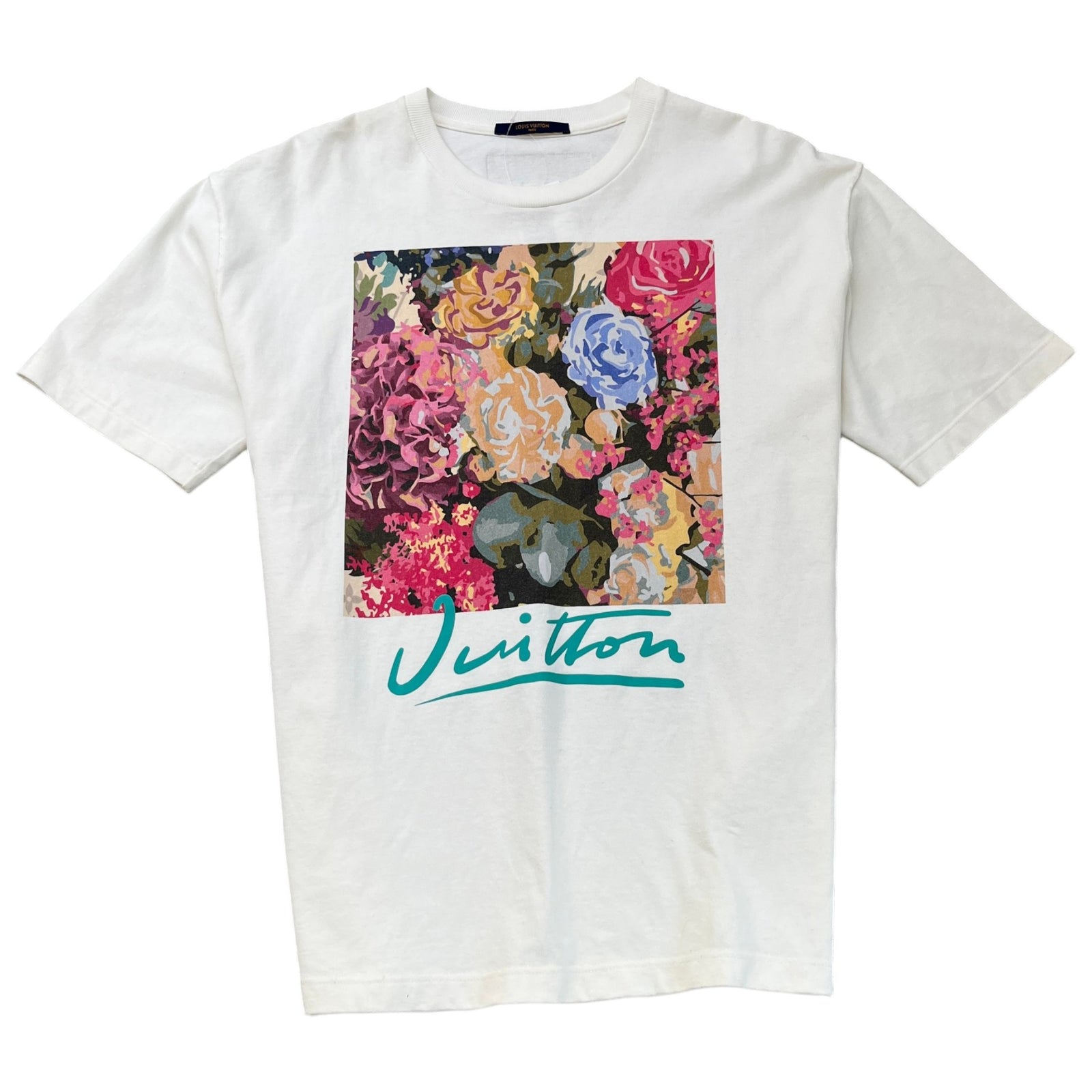 Men's Flower Tapestry Print T-Shirt White Size XXL - Photo 1