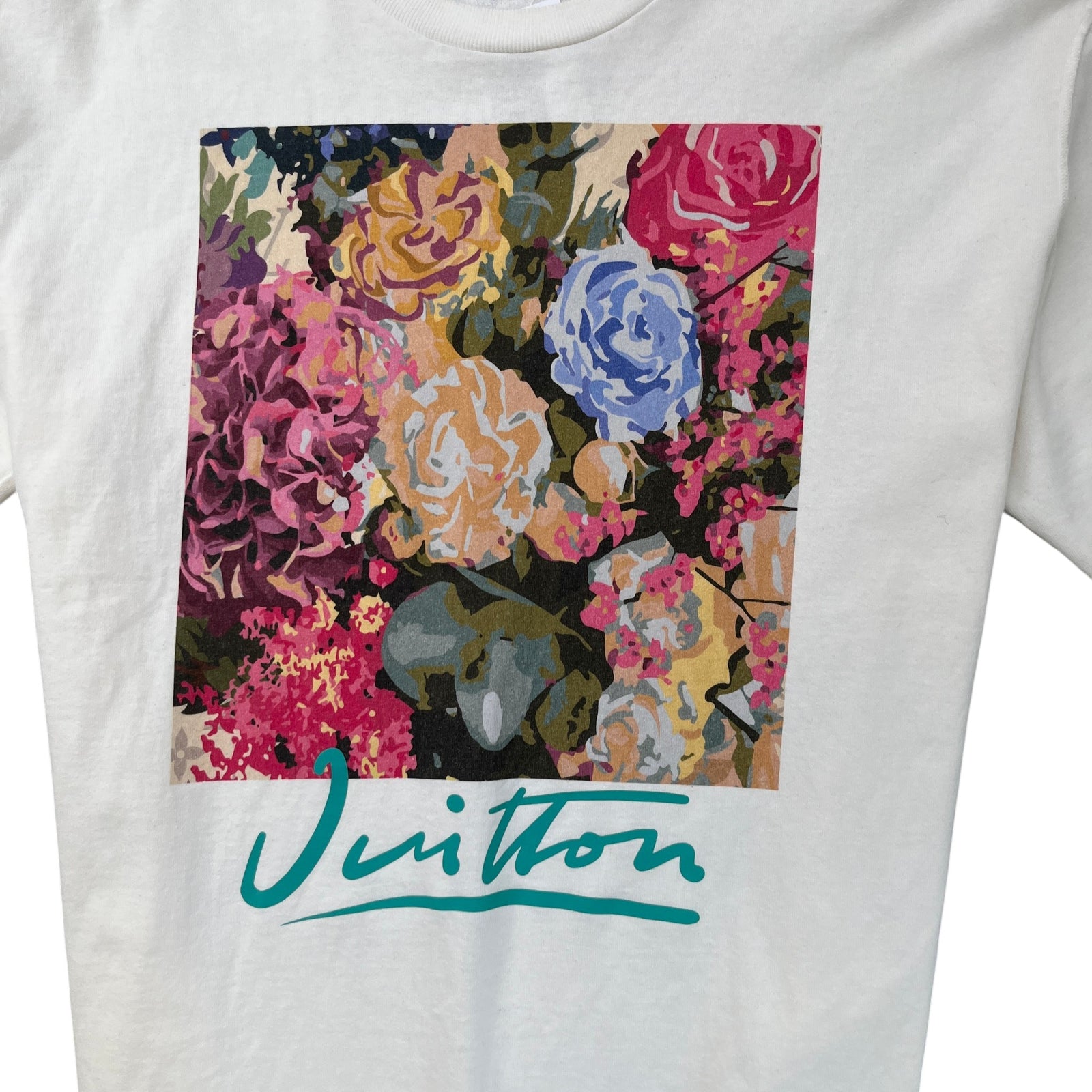 Men's Flower Tapestry Print T-Shirt White Size XXL - Photo 5