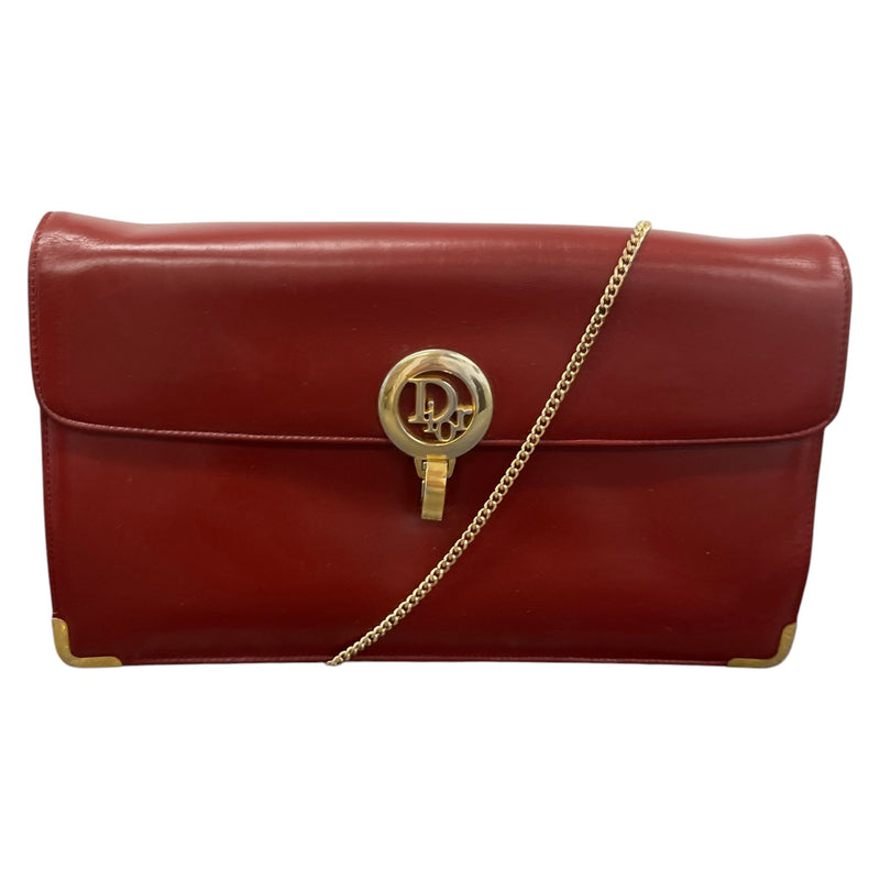 Women's CD Logo Flip Lock Clasp Clutch Red