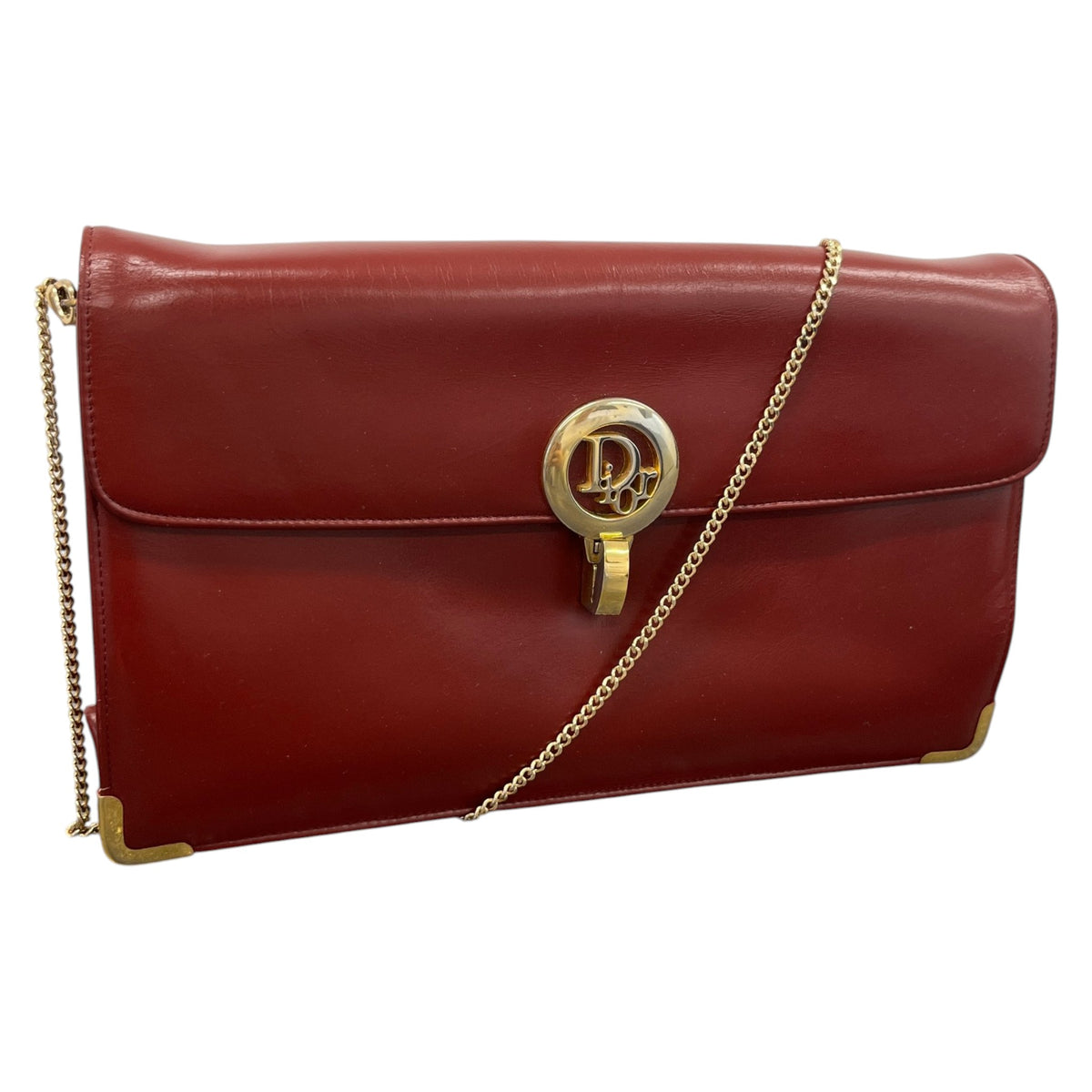 Women's CD Logo Flip Lock Clasp Clutch Red - Photo 4