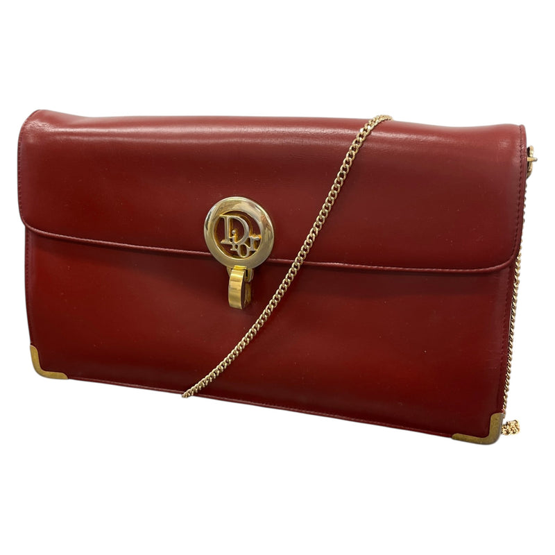 Women's CD Logo Flip Lock Clasp Clutch Red