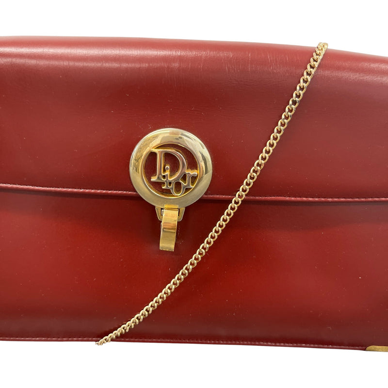 Women's CD Logo Flip Lock Clasp Clutch Red