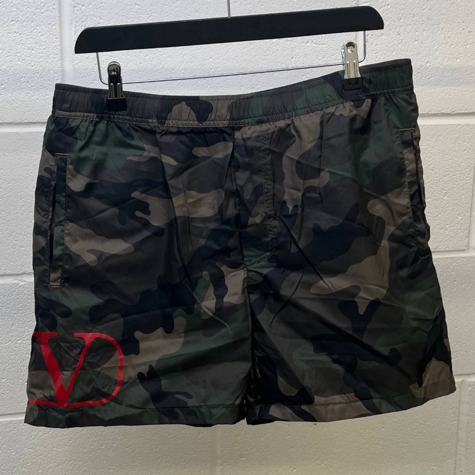 Men's Camo Logo Print Swim Shorts Green Size W34 / IT 50 - Photo 7