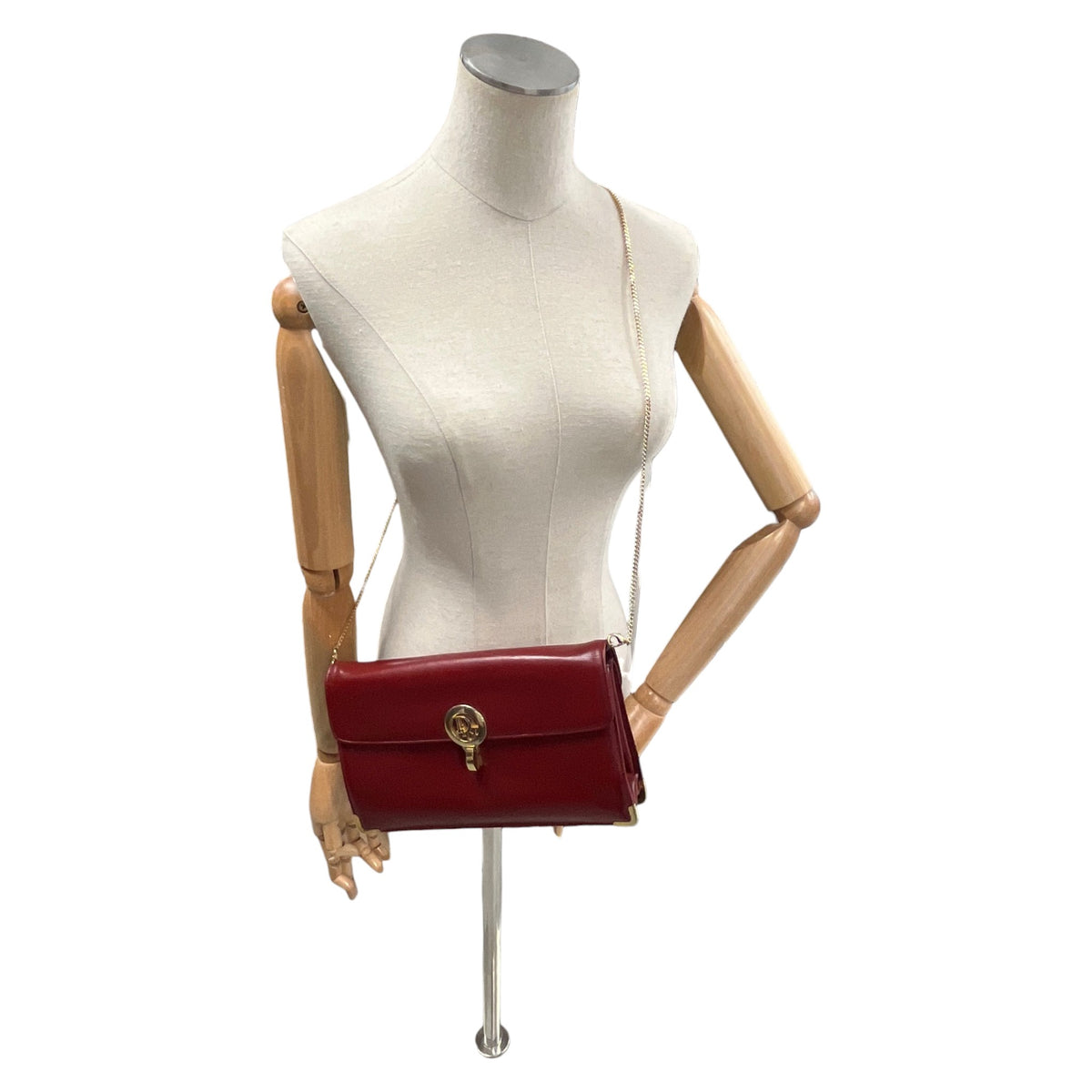 Women's CD Logo Flip Lock Clasp Clutch Red - Photo 2