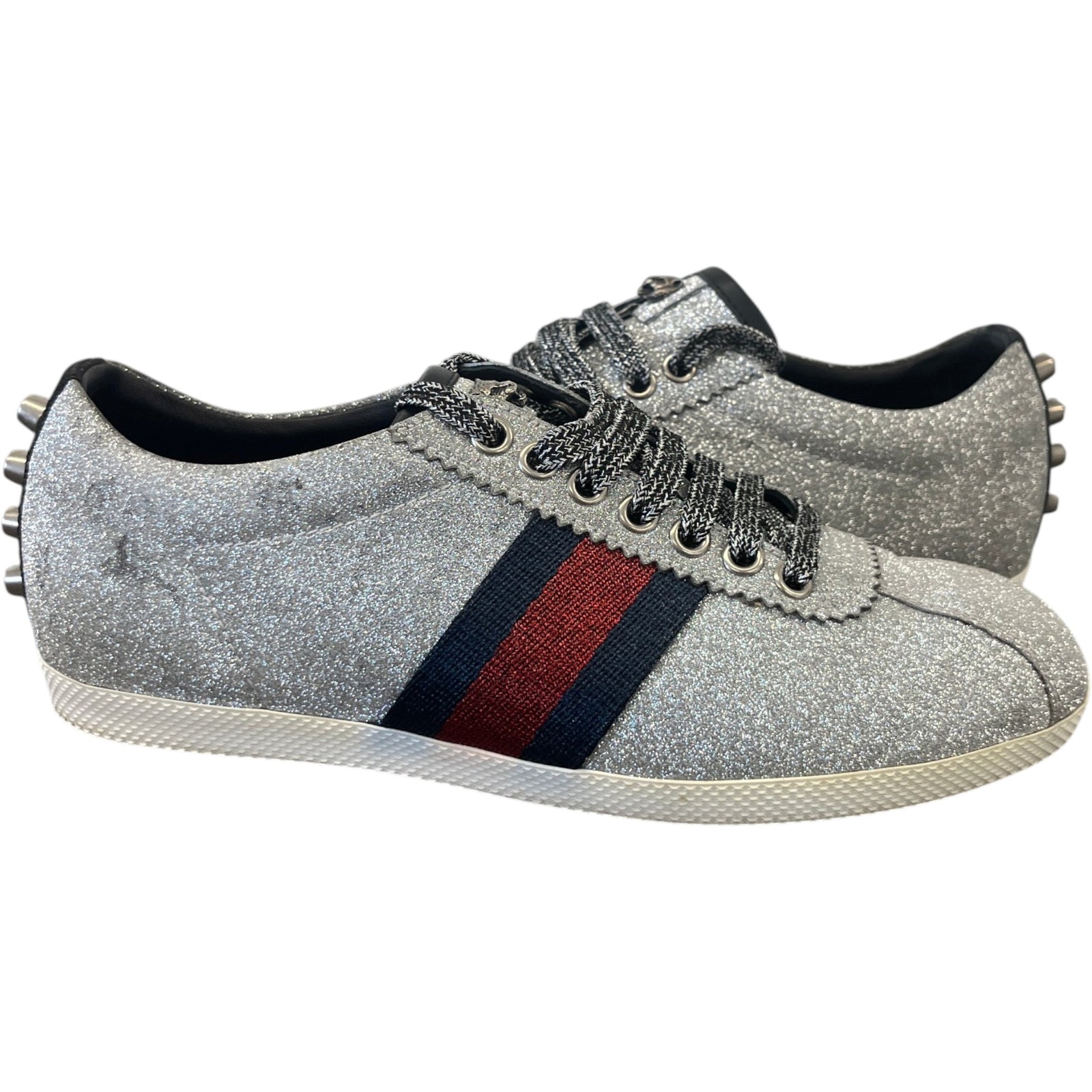 Women's Glitter Web Low Trainers Silver Size UK 3.5 / EU 36.5 - Photo 3