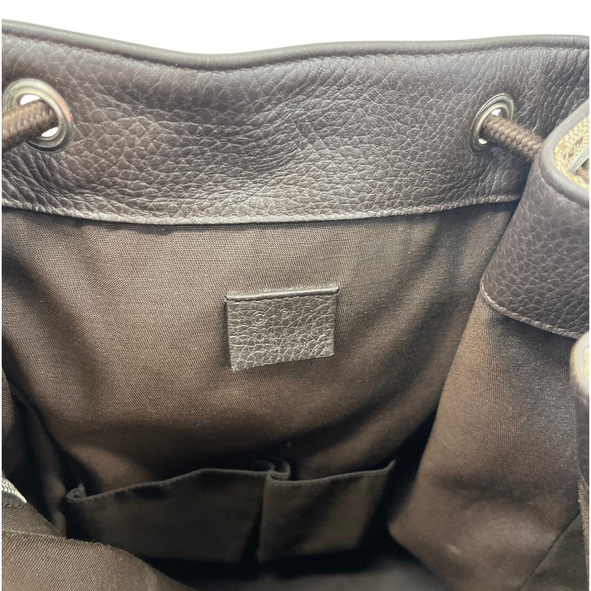 Women's Drawstring Monogram GG Canvas Backpack Brown - Photo 13