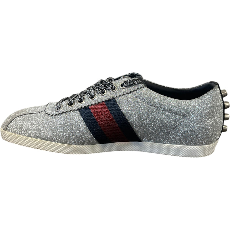 Women's Glitter Web Low Trainers Silver Size UK 3.5 / EU 36.5