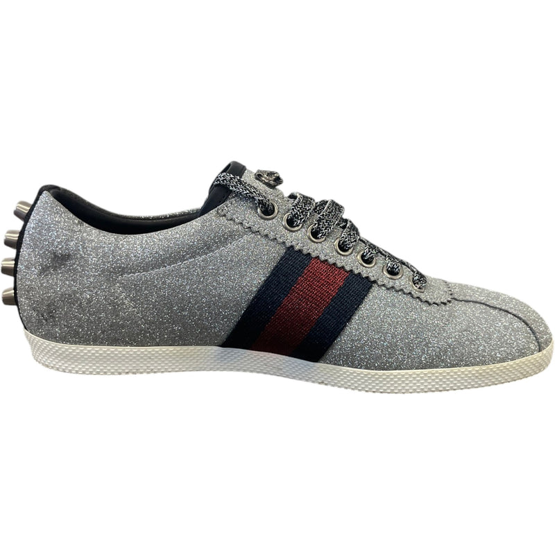 Women's Glitter Web Low Trainers Silver Size UK 3.5 / EU 36.5
