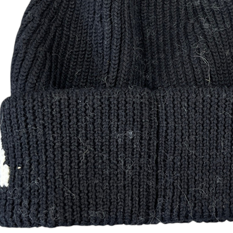 Embroidered Logo Beanie Hat Black