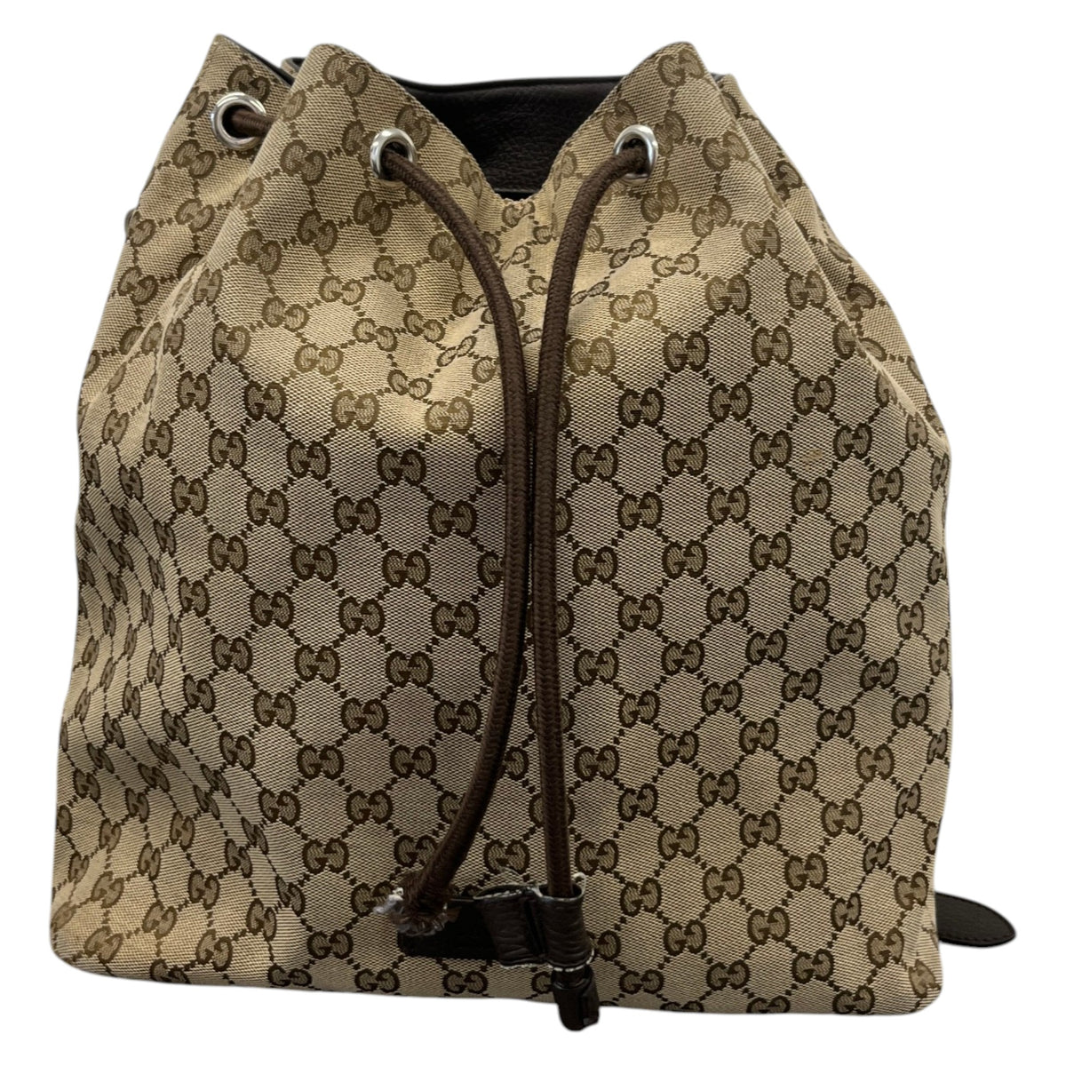 Women's Drawstring Monogram GG Canvas Backpack Brown - Photo 1