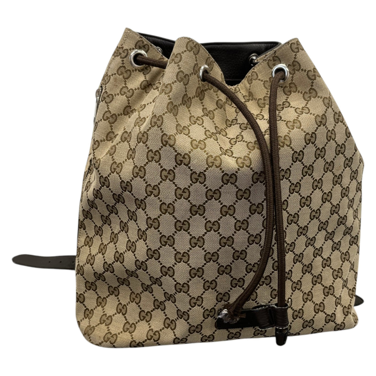 Women's Drawstring Monogram GG Canvas Backpack Brown - Photo 4