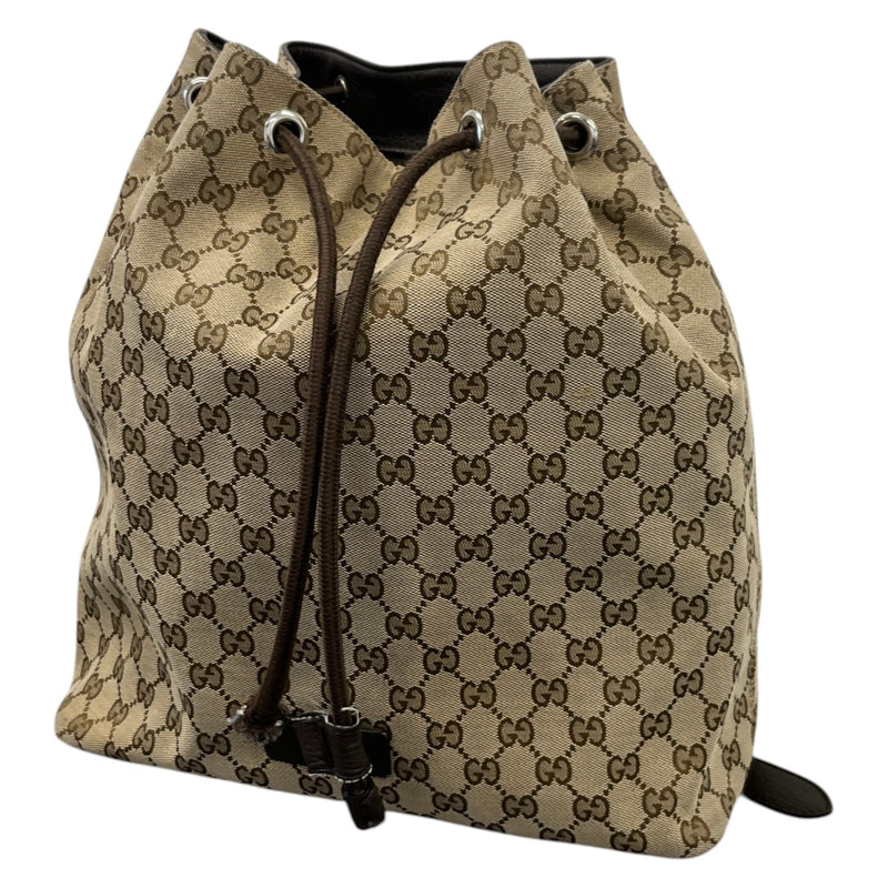 Women's Drawstring Monogram GG Canvas Backpack Brown