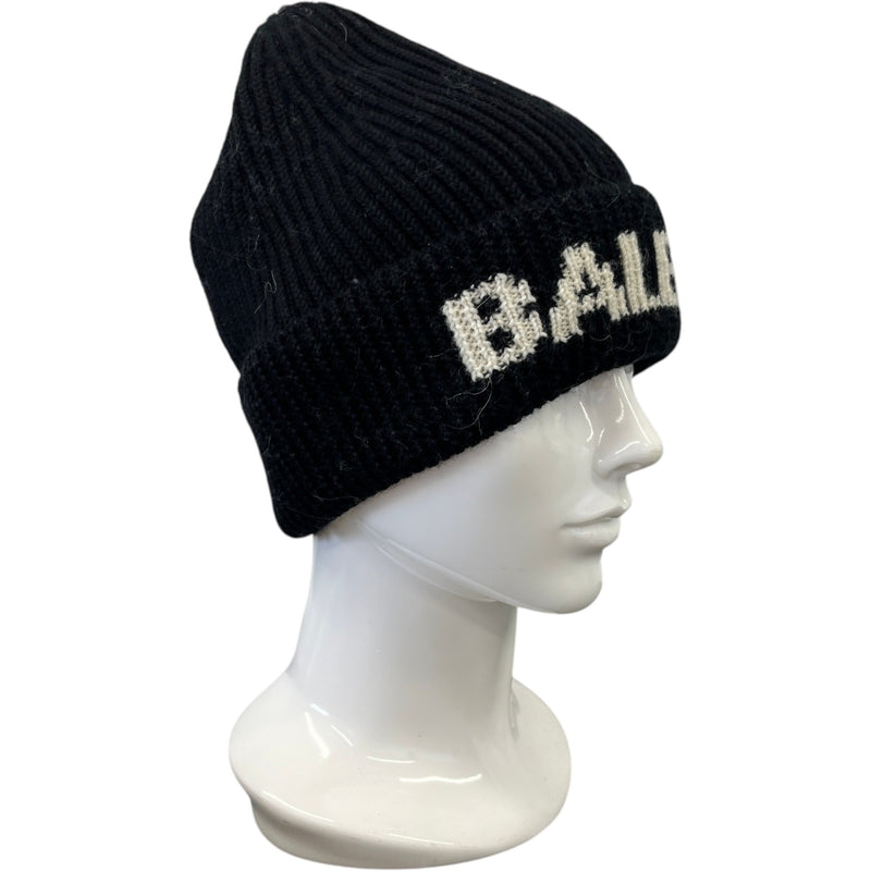 Embroidered Logo Beanie Hat Black