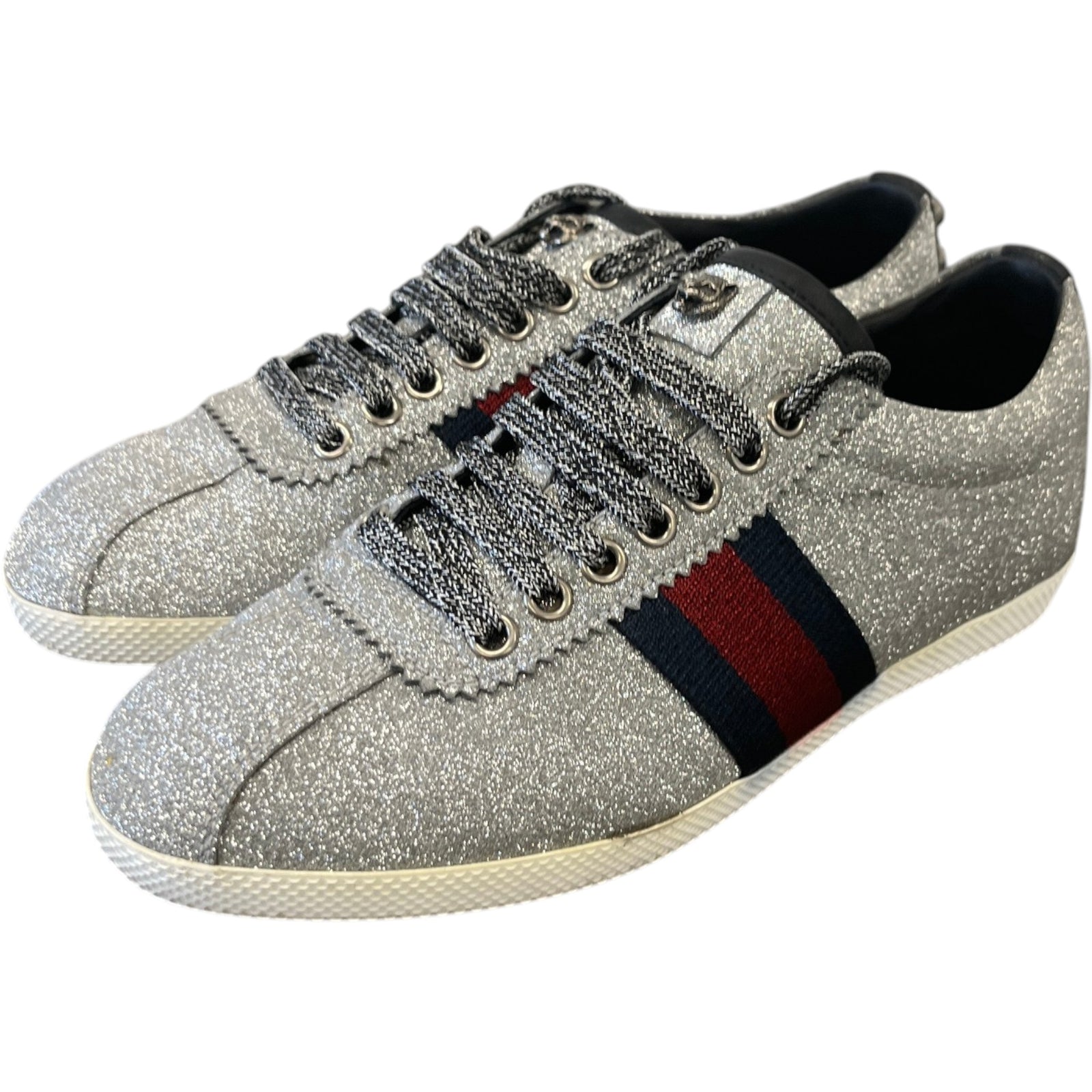 Women's Glitter Web Low Trainers Silver Size UK 3.5 / EU 36.5 - Photo 9