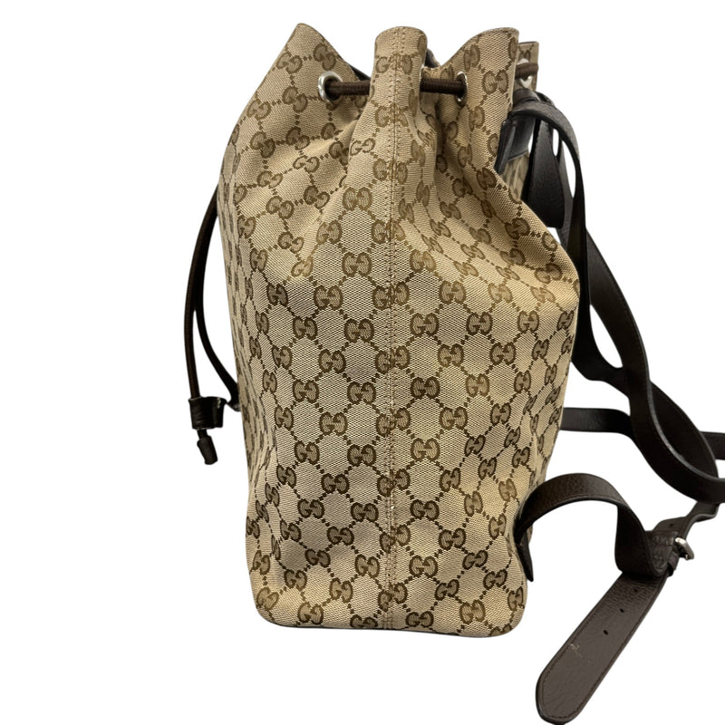 Women's Drawstring Monogram GG Canvas Backpack Brown