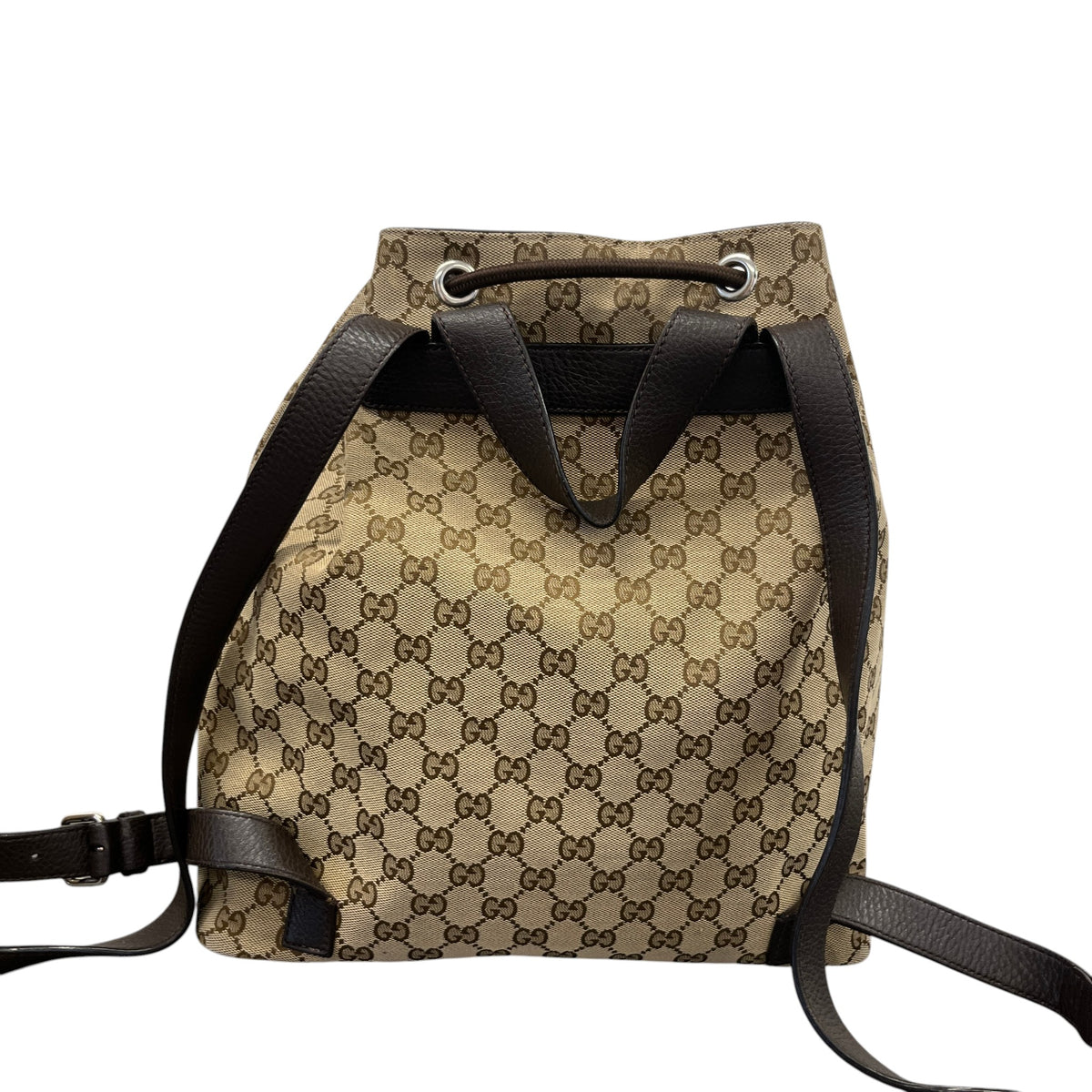 Women's Drawstring Monogram GG Canvas Backpack Brown - Photo 3