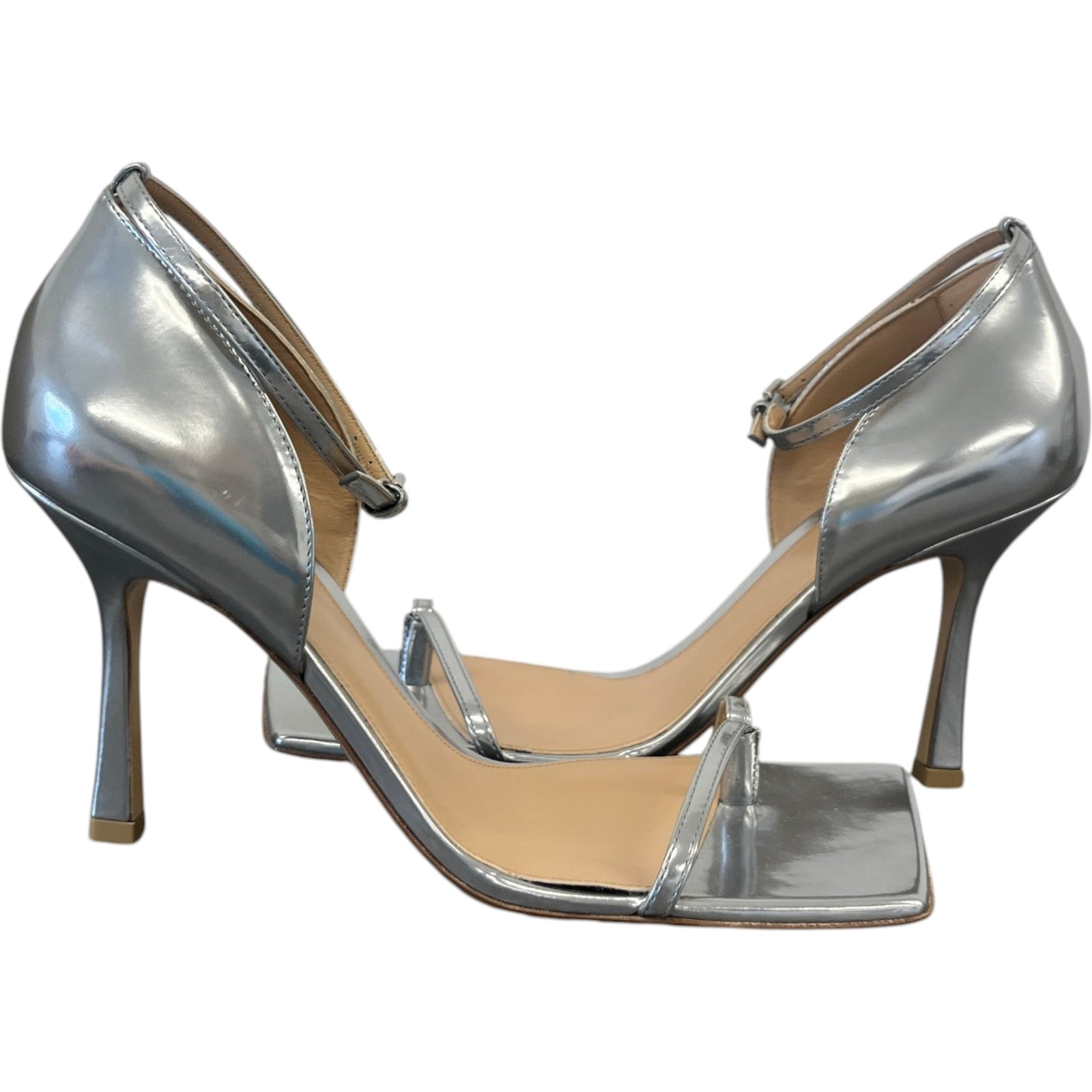 Women's Metallic Square Toe Heels Silver Size UK 6 / EU 39 - Photo 3