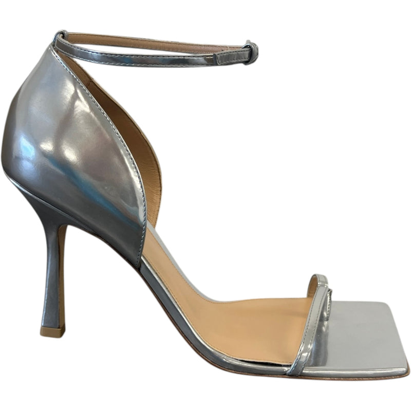 Women's Metallic Square Toe Heels Silver Size UK 6 / EU 39