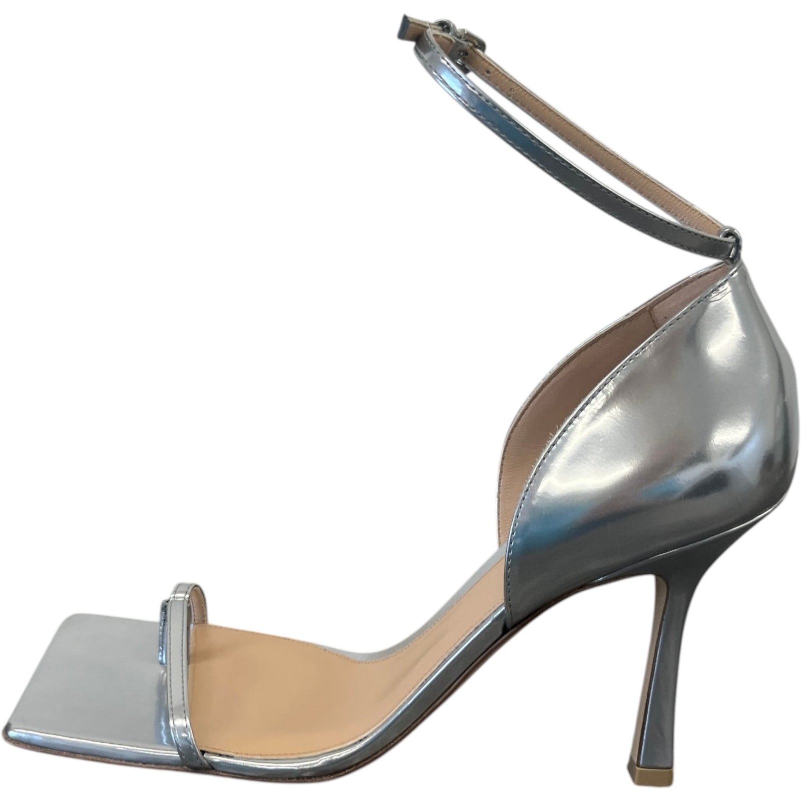 Women's Metallic Square Toe Heels Silver Size UK 6 / EU 39 - Photo 5