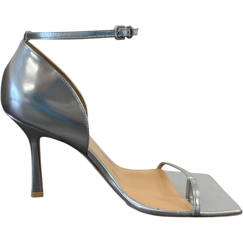 Women's Metallic Square Toe Heels Silver Size UK 6 / EU 39