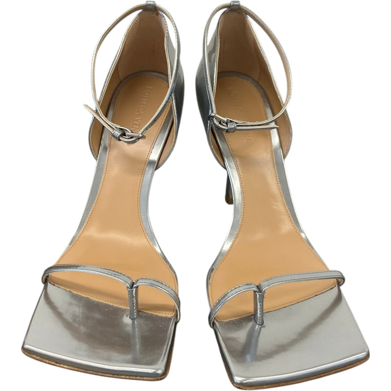 Women's Metallic Square Toe Heels Silver Size UK 6 / EU 39