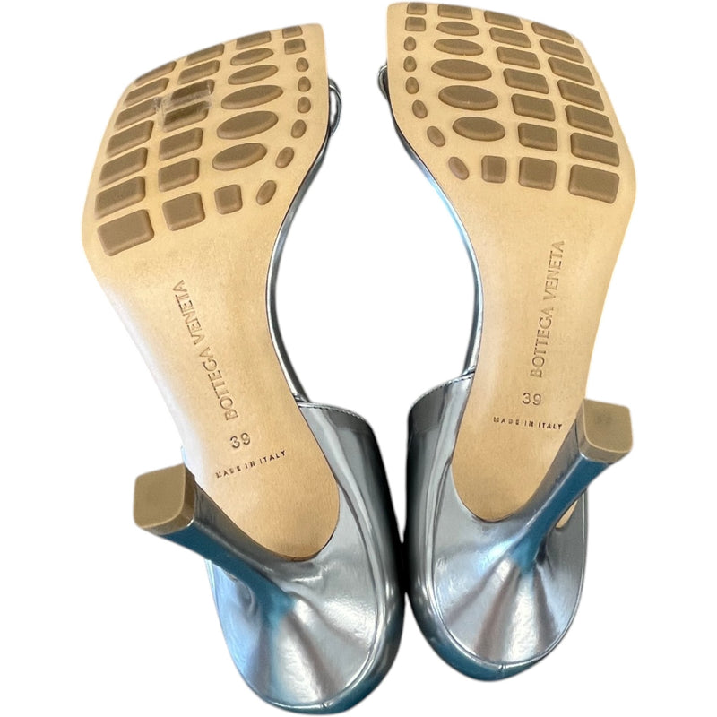 Women's Metallic Square Toe Heels Silver Size UK 6 / EU 39