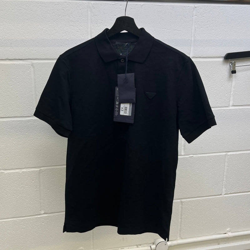Men's Triangle Logo Polo Shirt Black Size M