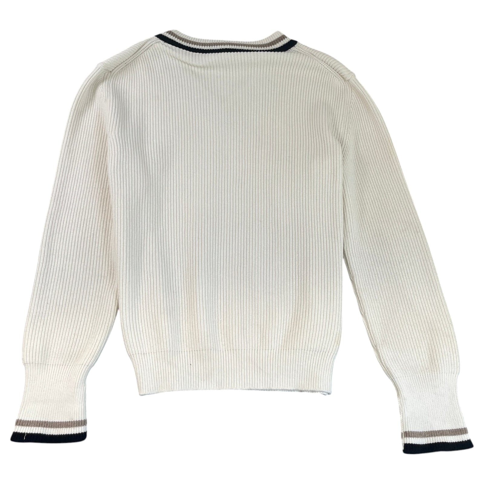 Men's Signature Logo V Neck Knit Sweatshirt Cream Size XL - Photo 2