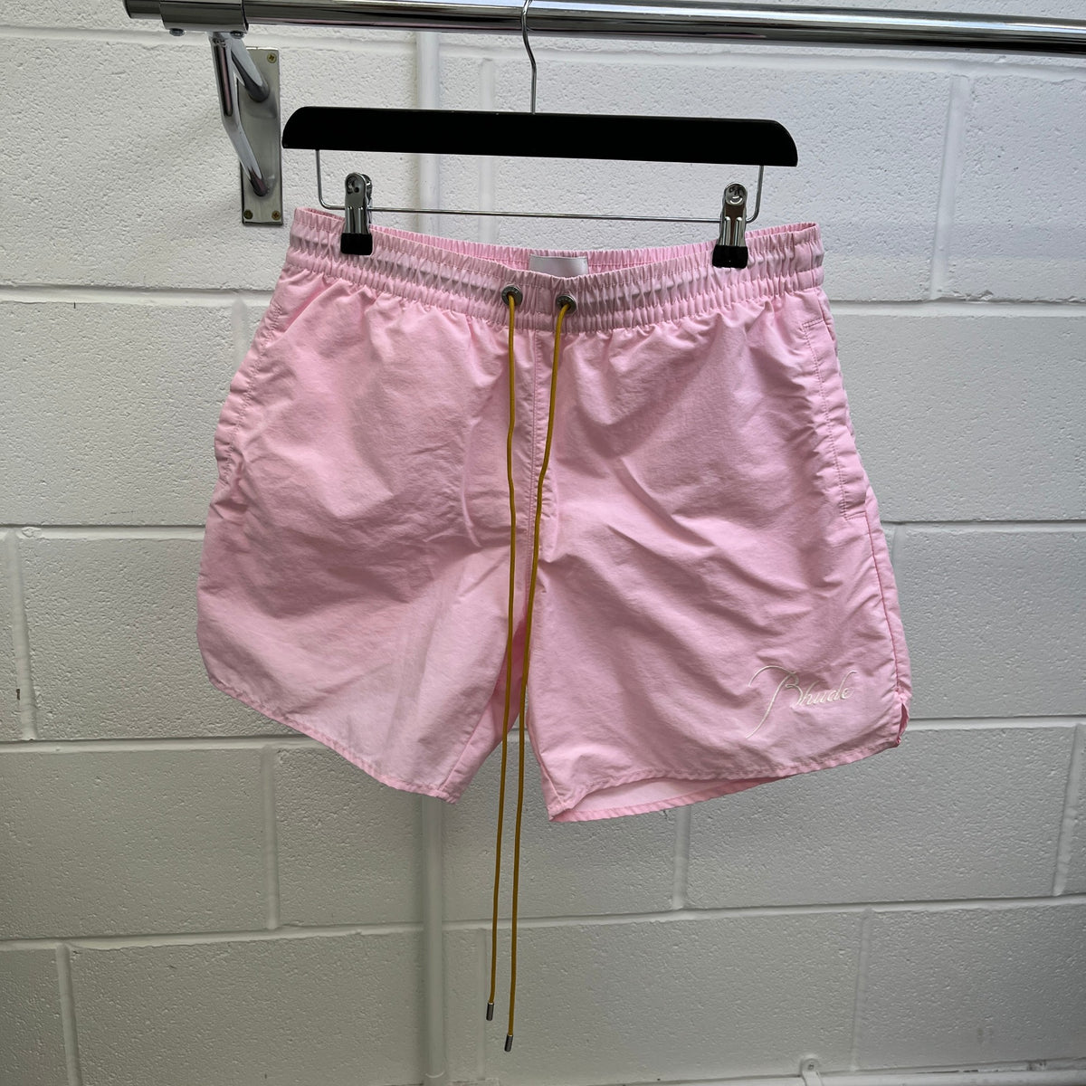 Men's Embroidered Logo Swim Shorts Pink Size L / W34 - Photo 7