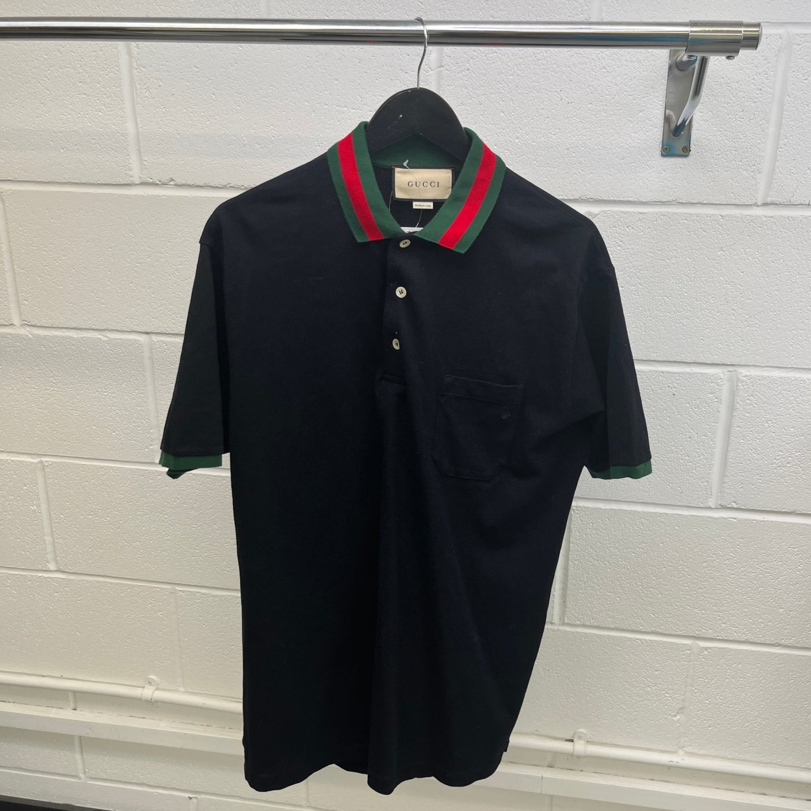 Men's Web Collar Polo Shirt Black Size XL - Photo 8