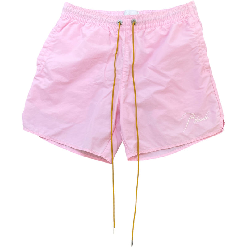Men's Embroidered Logo Swim Shorts Pink Size L / W34