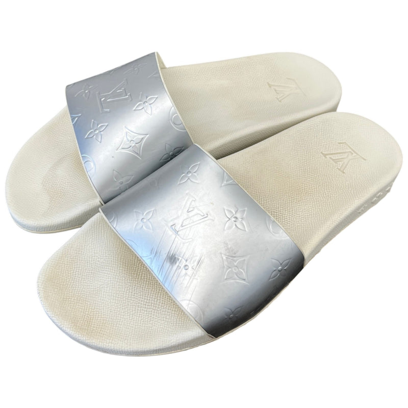Men's Monogram Waterfront Mules Slides Silver Size EU 42 / UK 8
