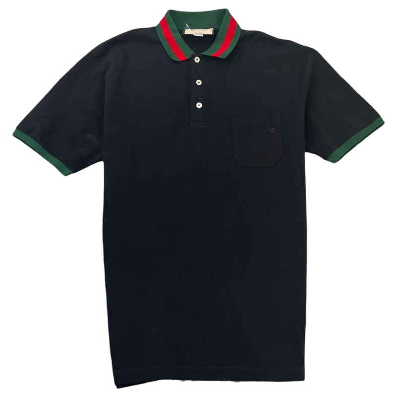 Men's Web Collar Polo Shirt Black Size XL