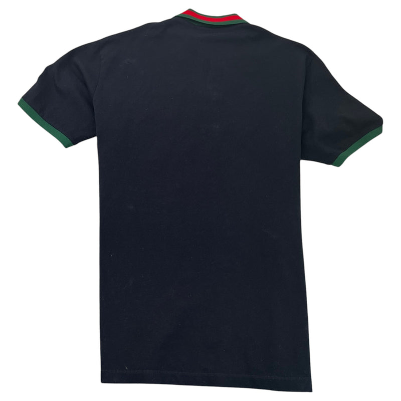 Men's Web Collar Polo Shirt Black Size XL