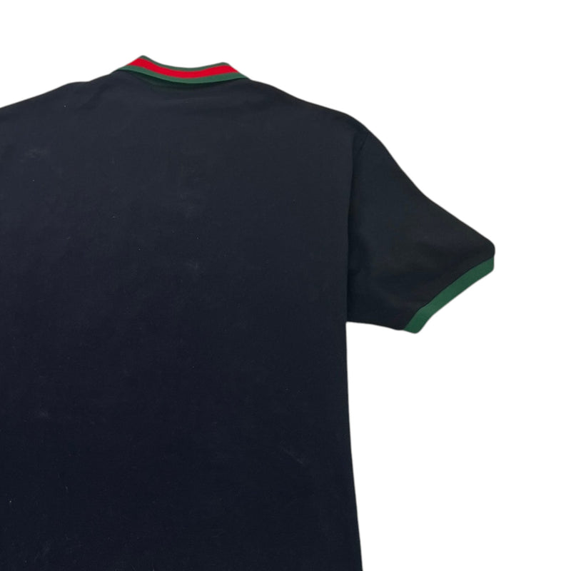 Men's Web Collar Polo Shirt Black Size XL