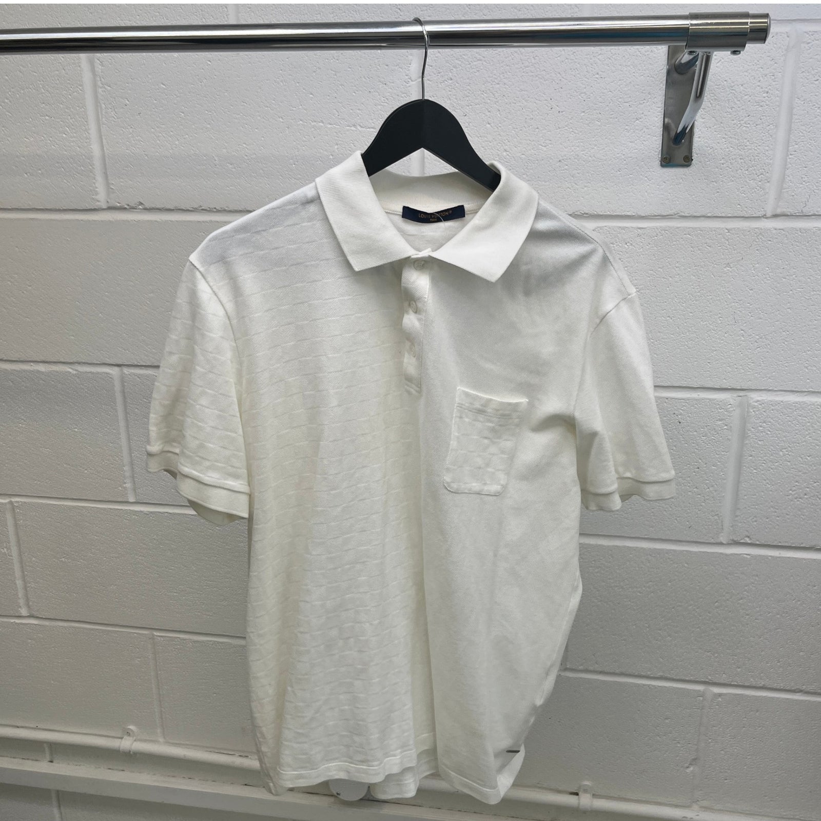 Men's Damier Polo Shirt White Size XL - Photo 8