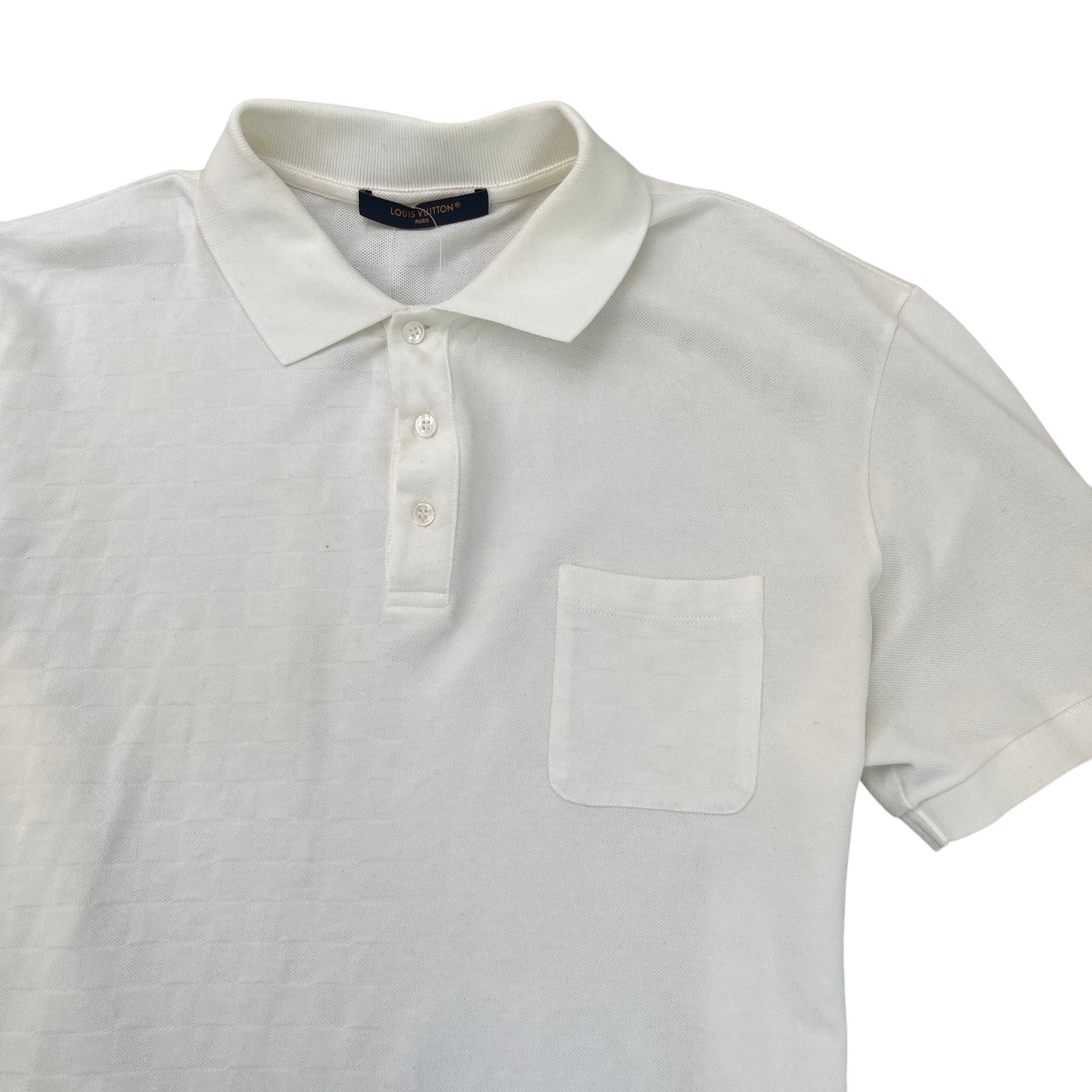 Men's Damier Polo Shirt White Size XL - Photo 5