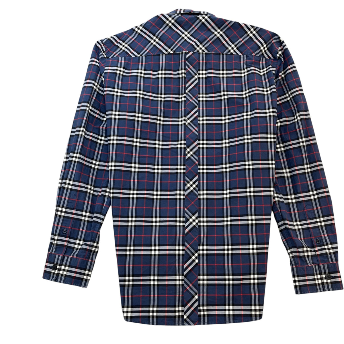 Men's Embroidered Logo Check Long Sleeve Shirt Blue Size XL - Photo 2