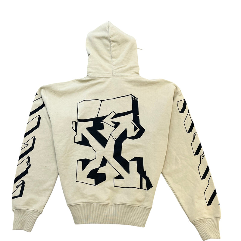 Men's Graffiti Outline Hoodie Beige Size XS