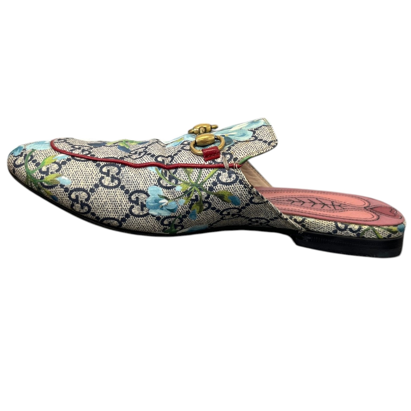 Women's Gg Blooms Princetown Mules Blue Size EU 35 / UK 2 - Photo 5