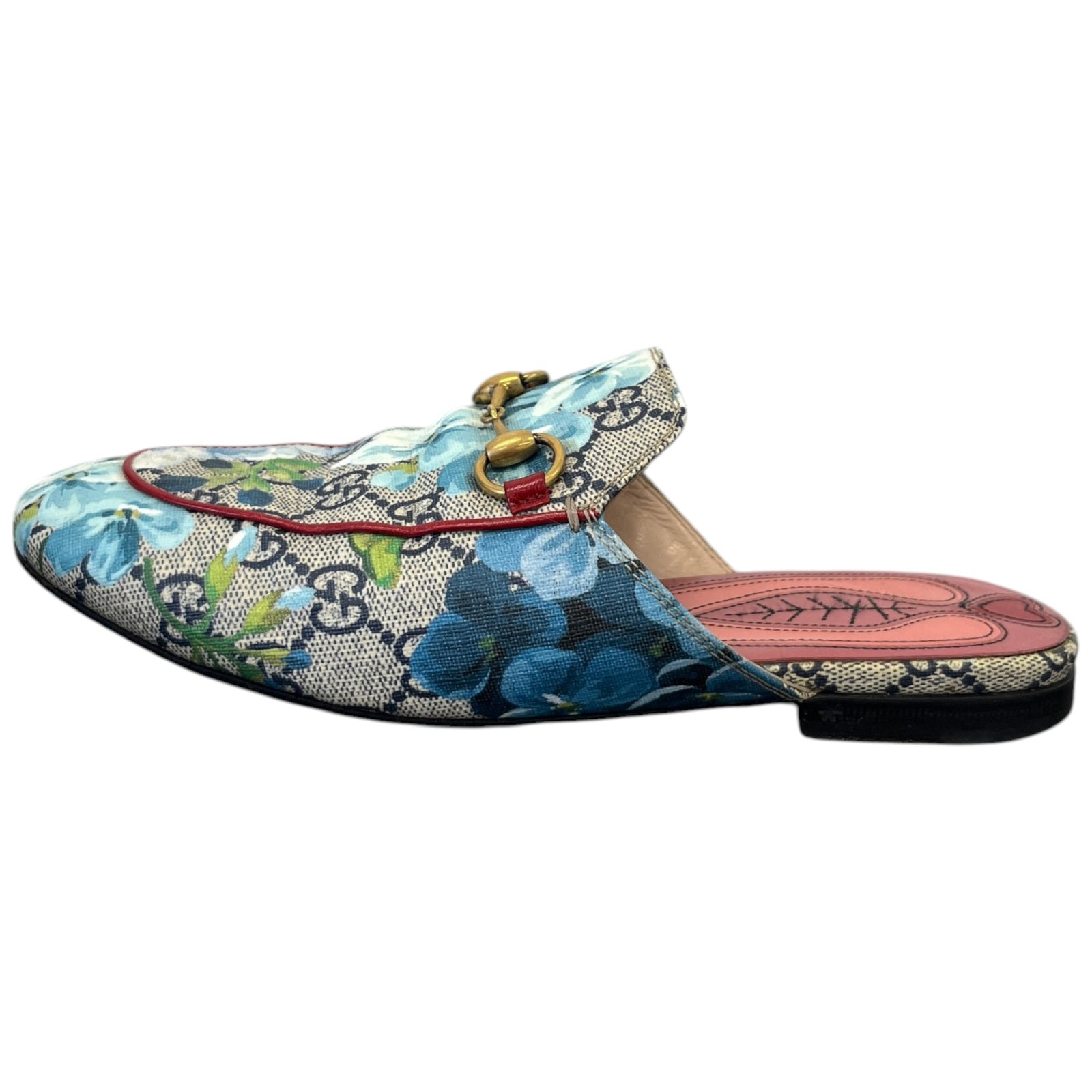 Women's Gg Blooms Princetown Mules Blue Size EU 35 / UK 2 - Photo 2
