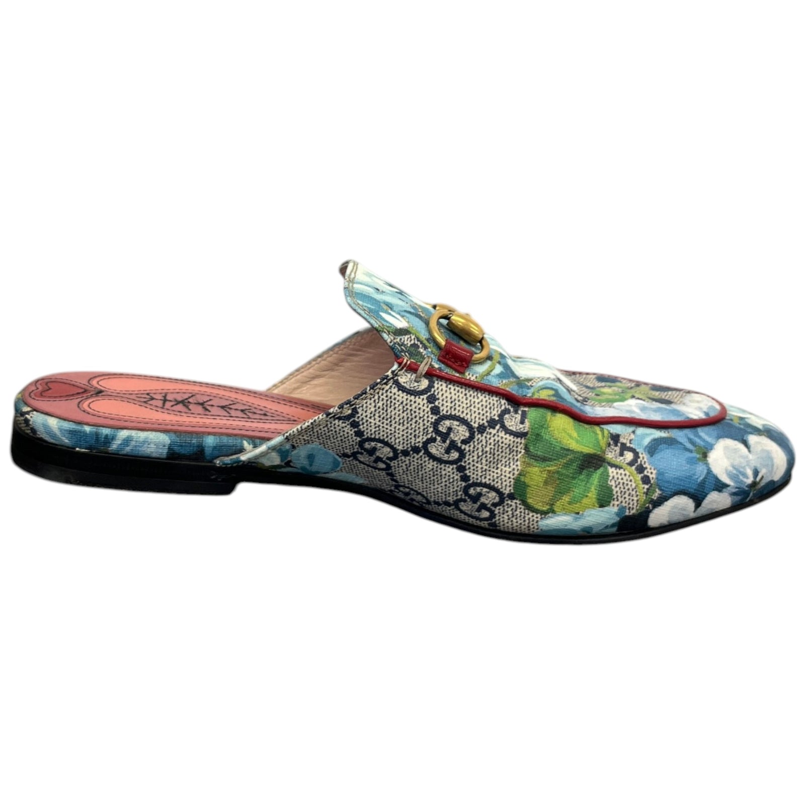 Women's Gg Blooms Princetown Mules Blue Size EU 35 / UK 2 - Photo 4